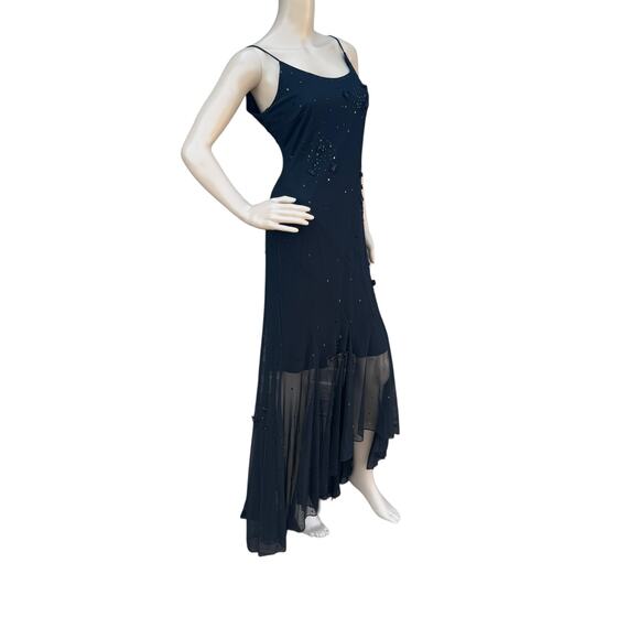 Cache Black Embellished Maxi Dress, Size S, Spaghetti Strap Formal Gown - Picture 7 of 9